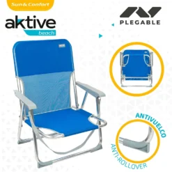 Aktive Fixed Folding Chair Aluminium 55x34x71 Cm With Handle -Blue Wave aktive fixed folding chair aluminium 55x34x71 cm with handle 2