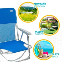 Aktive Fixed Folding Chair Aluminium 55x34x71 Cm With Handle -Blue Wave aktive fixed folding chair aluminium 55x34x71 cm with handle 4