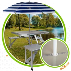Aktive Folding Camping Table With Benches 139x82x67 Cm -Blue Wave aktive folding camping table with benches 139x82x67 cm 3