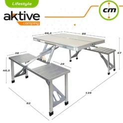 Aktive Folding Camping Table With Benches 139x82x67 Cm -Blue Wave aktive folding camping table with benches 139x82x67 cm 6