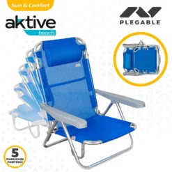 Aktive Folding Chair 5 Positions With Cushion 60x47x83 Cm -Blue Wave aktive folding chair 5 positions with cushion 60x47x83 cm 2