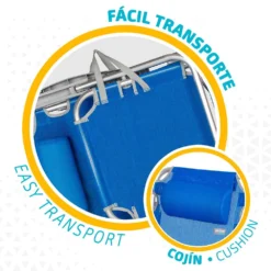 Aktive Folding Chair 5 Positions With Cushion 60x47x83 Cm -Blue Wave aktive folding chair 5 positions with cushion 60x47x83 cm 3