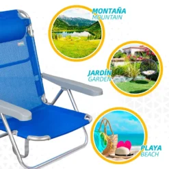 Aktive Folding Chair 5 Positions With Cushion 60x47x83 Cm -Blue Wave aktive folding chair 5 positions with cushion 60x47x83 cm 4
