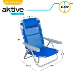 Aktive Folding Chair 5 Positions With Cushion 60x47x83 Cm -Blue Wave aktive folding chair 5 positions with cushion 60x47x83 cm 5