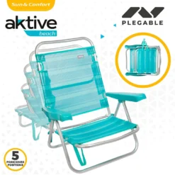 Aktive Folding Chair Multi-Position Aluminium 61x43x82 Cm -Blue Wave aktive folding chair multi position aluminium 61x43x82 cm 2