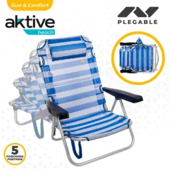 Aktive Folding Chair Multi-Position Aluminium 62x48x83 Cm -Blue Wave aktive folding chair multi position aluminium 62x48x83 cm 2