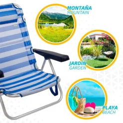Aktive Folding Chair Multi-Position Aluminium 62x48x83 Cm -Blue Wave aktive folding chair multi position aluminium 62x48x83 cm 4