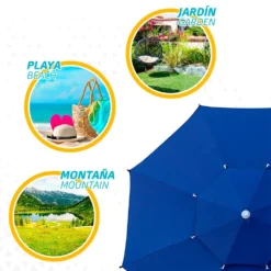 Aktive Octagonal Parasol 280 Cm Metal Pole With Double Roof And UV30 Protection -Blue Wave aktive octagonal parasol 280 cm metal pole with double roof and uv30 protection 5