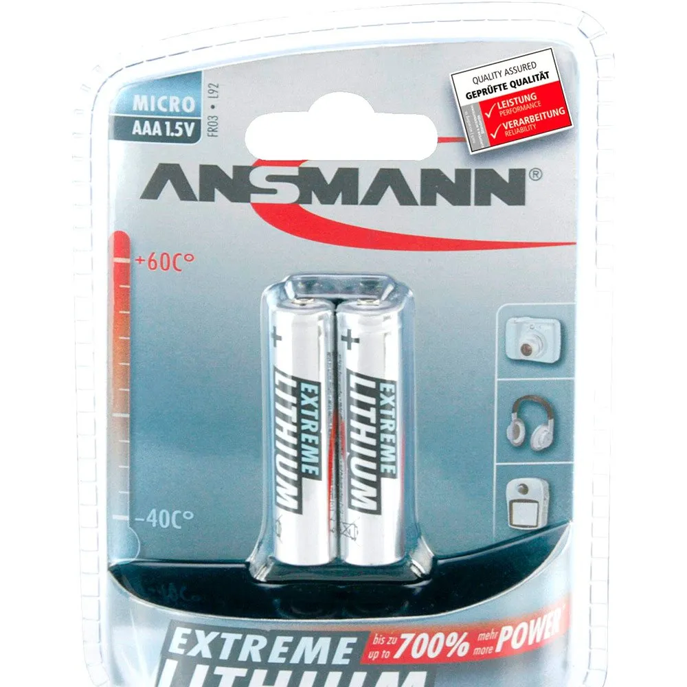 Ansmann 1x2 Lithium Micro AAA LR 03 Extreme Batteries 1 Ansmann 1x2 Lithium Micro AAA LR 03 Extreme Batteries