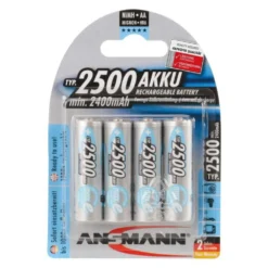 Ansmann AA Rechargeable 2500Mah 1.2V 4 Units