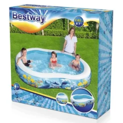 Bestway Family 262x157x46 Cm Oval Inflatable Pool -Blue Wave bestway family 262x157x46 cm oval inflatable pool 3