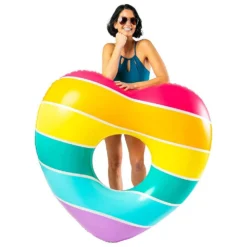 Rainbow Heart Vinyl Float -Blue Wave bigmouth inc rainbow heart vinyl float 2