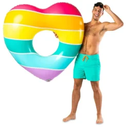 Rainbow Heart Vinyl Float -Blue Wave bigmouth inc rainbow heart vinyl float 3