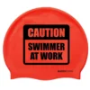 Caution Swimmer At Work Silicone Swimming Cap