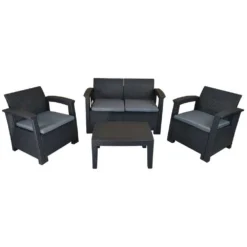 Capri Resin Garden Furniture Set Ratan-Effect