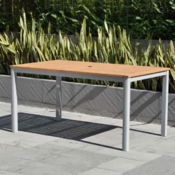 Imperia Aluminium And FSC Eucalyptus Rectangle Table 150x89.3x74.40cm -Blue Wave chillvert imperia aluminium and fsc eucalyptus rectangle table 150x89.3x74.40cm 4