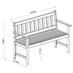 Milan FSC Eucalyptus Bench 118.4x51.90x79.9cm -Blue Wave chillvert milan fsc eucalyptus bench 118.4x51.90x79.9cm 6