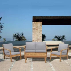 Milan FSC Eucalyptus Wood Garden Set -Blue Wave chillvert milan fsc eucalyptus wood garden set 4