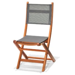 Napoles FSC Eucalyptus And Fabric Folding Chair 50.65x49.6x93.2cm