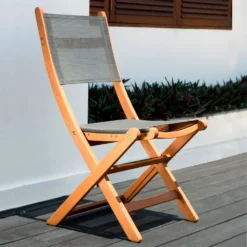 Napoles FSC Eucalyptus And Fabric Folding Chair 50.65x49.6x93.2cm -Blue Wave chillvert napoles fsc eucalyptus and fabric folding chair 50.65x49.6x93.2cm 8