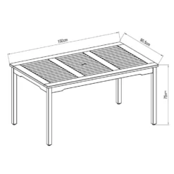 Napoles FSC Eucalyptus Rectangle Table 150x90.5x75.1cm -Blue Wave chillvert napoles fsc eucalyptus rectangle table 150x90.5x75.1cm 6