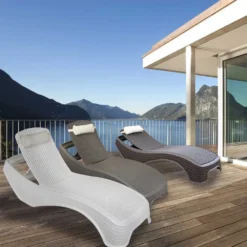 Newport Resin Sun Lounger Ratan-Effect 199.3x75.5x43.5cm -Blue Wave chillvert newport resin sun lounger ratan effect 199.3x75.5x43.5cm 2