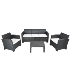 Salerno Resin Garden Furniture Set Ratan-Effect