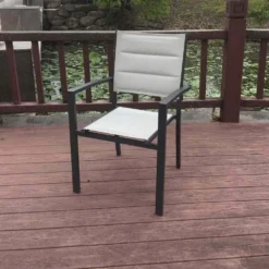 Sicilia Stackable Steel And Fabric Chair 57x58x90cm -Blue Wave chillvert sicilia stackable steel and fabric chair 57x58x90cm 2