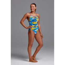 FUNKITA Eco Diamond Back Swimsuit -Blue Wave funkita eco diamond back swimsuit 3