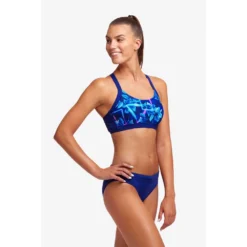 FUNKITA Hold Steady Crop Leaf Laser Bikini Top -Blue Wave funkita hold steady crop leaf laser bikini top 3
