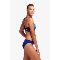 FUNKITA Hold Steady Crop Leaf Laser Bikini Top -Blue Wave funkita hold steady crop leaf laser bikini top 4