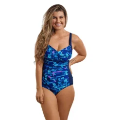 FUNKITA Ruched Leaf Laser Mastectomy Pocketing Swimsuit