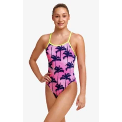 FUNKITA Single Strap Pop Palms Swimsuit -Blue Wave funkita single strap pop palms swimsuit 3
