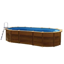 Amazonia Oval Steel Pool Wood Aspect 610x375x132 Cm