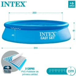 Intex Easy Set With Filter Cartridge Pump 244x61 Cm Pool -Blue Wave intex easy set with filter cartridge pump 244x61 cm pool 5