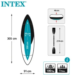 Intex Excursion Pro K1 Inflatable Kayak -Blue Wave intex excursion pro k1 inflatable kayak 6
