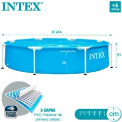 Intex Metal Frame Pool 244x51 Cm -Blue Wave intex metal frame pool 244x51 cm 4