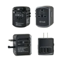 MUVIT Universal Travel Adapter (EU. UK. US. AU) 3 USB 1 Type C Ports 5V 4.5A