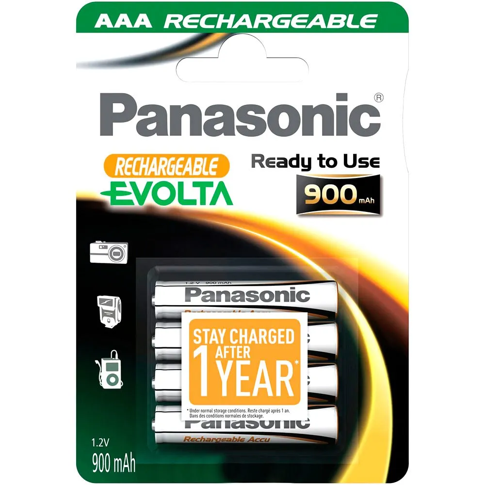 Panasonic 1x4 NiMH Micro AAA 900mAh Batteries 1 Panasonic 1x4 NiMH Micro AAA 900mAh Batteries