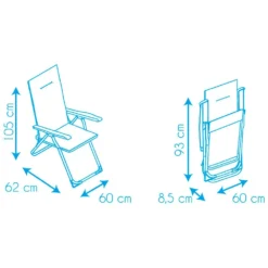 5 Position Folding Armchair 105x62x60cm -Blue Wave solenny 5 position folding armchair 105x62x60cm 8