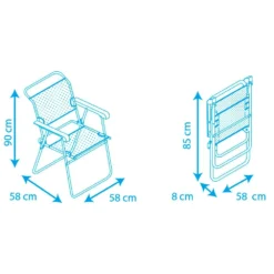 Fixed Folding Chair Aluminium 90x58x58cm -Blue Wave solenny fixed folding chair aluminium 90x58x58cm 7