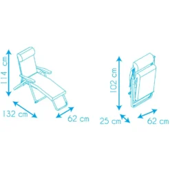 Super Folding Sunbed 6-Position 114x132x62cm -Blue Wave solenny super folding sunbed 6 position 114x132x62cm 10