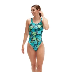 Speedo Allover Digital Leaderback Swimsuit