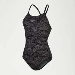 Speedo Allover Fixed Crossback Swimsuit -Blue Wave speedo allover fixed crossback swimsuit 2