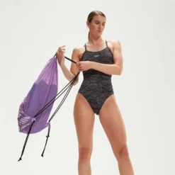 Speedo Allover Fixed Crossback Swimsuit -Blue Wave speedo allover fixed crossback swimsuit 4