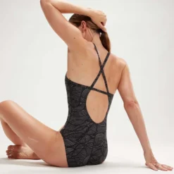 Speedo Allover Fixed Crossback Swimsuit -Blue Wave speedo allover fixed crossback swimsuit 5