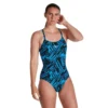 Speedo Allover Fixed Crossback Swimsuit