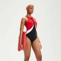 Speedo Colourblock High Neck Swimsuit -Blue Wave speedo colourblock high neck swimsuit 3