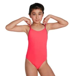 Speedo Lane Line Back Solid Swimsuit