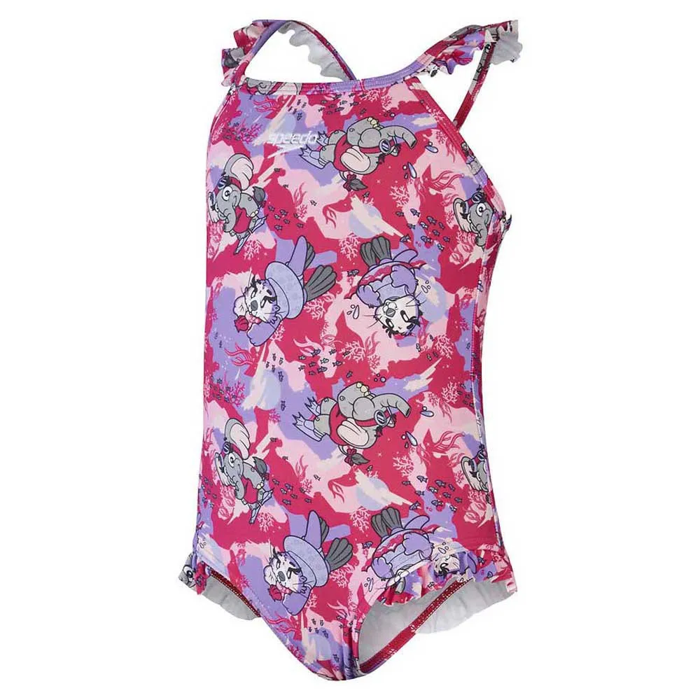 Speedo Learn To Swim Printed Frill Thinstrap Swimsuit 3 Speedo Learn To Swim Printed Frill Thinstrap Swimsuit - Image 3